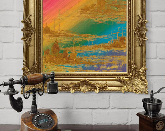 Expressionistic Rainbow Giclee Art Print: Signed Acrylic Painting