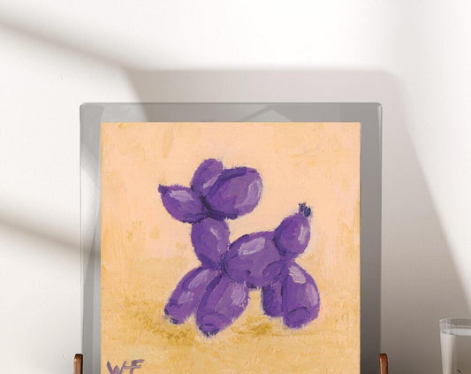 Giclee Art Print 4x4 Stylized Purple Balloon Dog Oil Painting